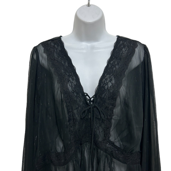 Torrid Womens Plus Size 1 Babydoll Crinkle Lurex Chiffon Top Blouse 14-16 - Picture 7 of 15